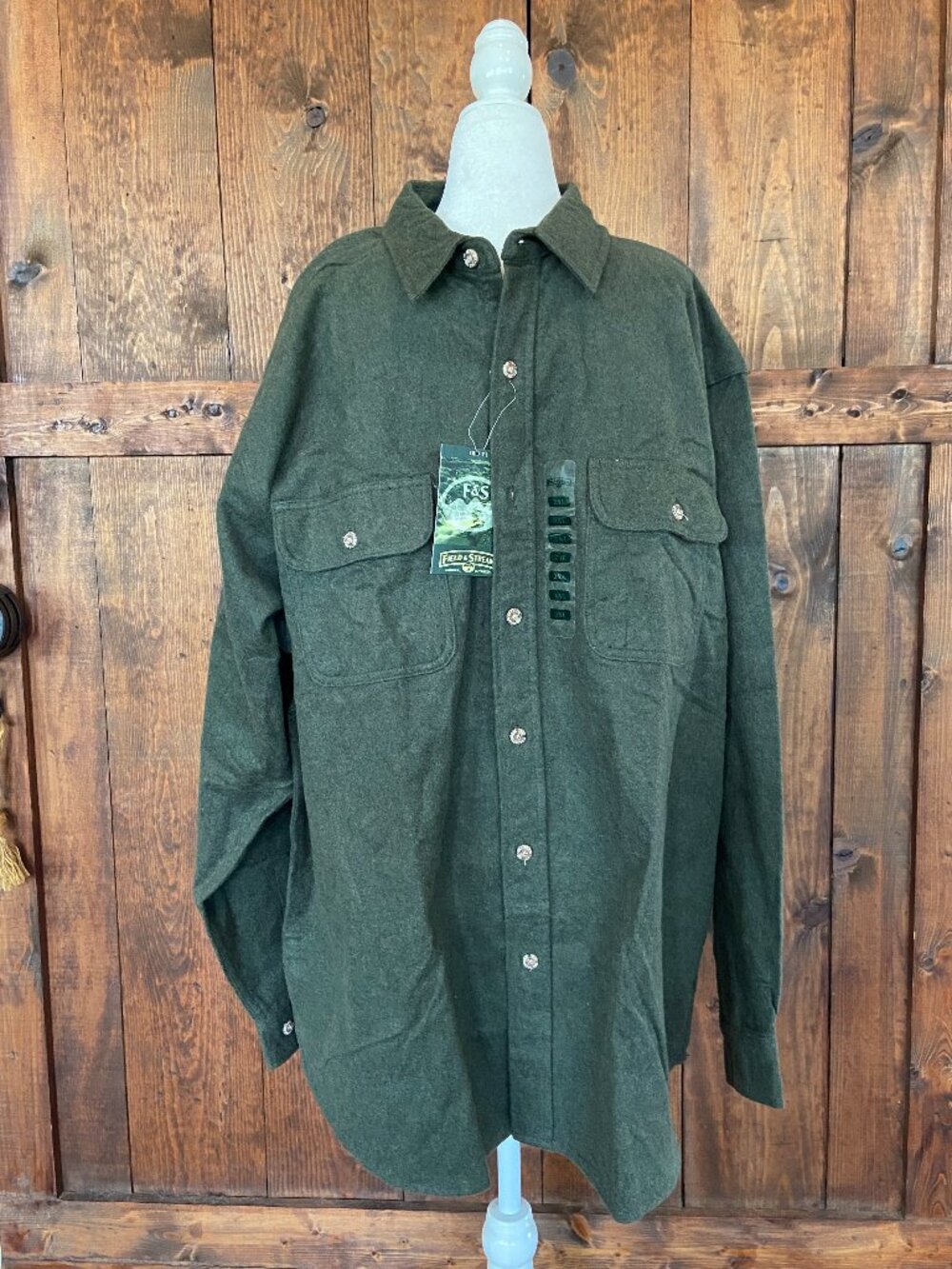 NWT Men's Field and Stream Green Chamois Button Down 100% Cotton XXL